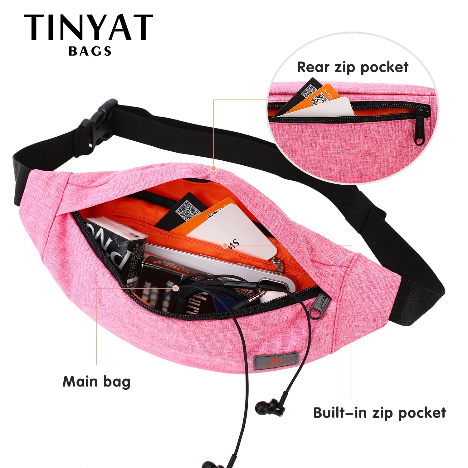 Women Waist Bag Female Belt Bag Pack Girl Canvas Casual Fanny Pack Red