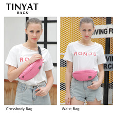 Women Waist Bag Female Belt Bag Pack Girl Canvas Casual Fanny Pack Red
