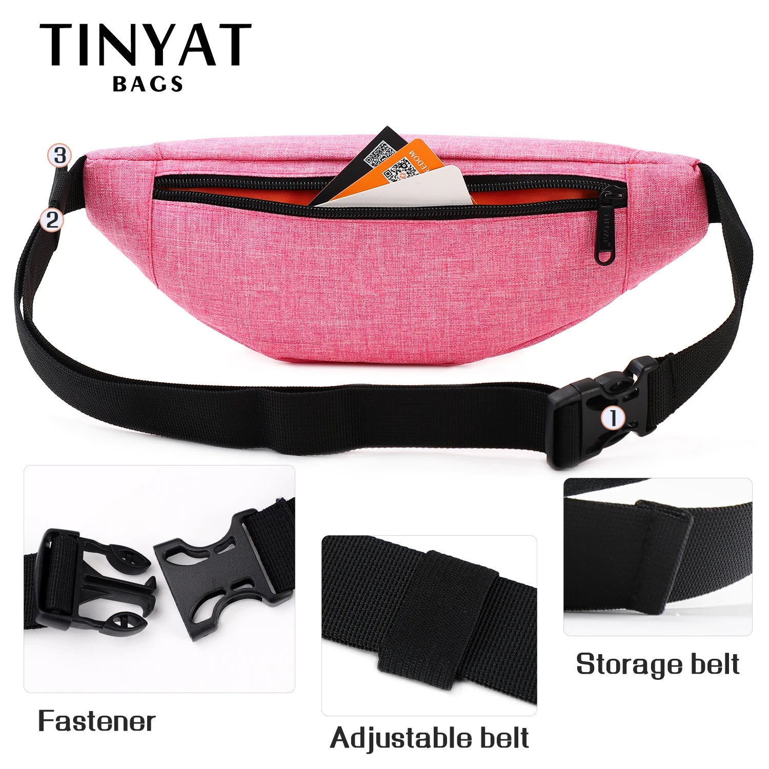 Canvas Waist Bag Red Female Belt Pack Girl Casual Fanny Pack