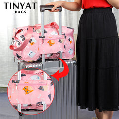 Women's Waterproof Large Travel Bags Duffle Totes Pink