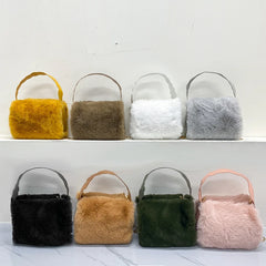 Women Furry Handbag Short Handle Crossbody Satchel Totes Purse Backpack