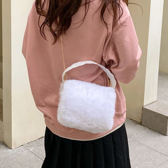 Women Furry Handbag Short Handle Crossbody Satchel Totes Purse Backpack