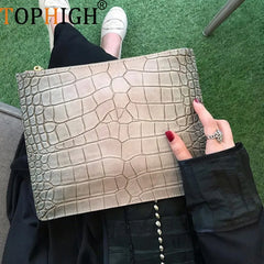 Crocodile Pattern Women's Clutch Bag Envelope Evening Handbag