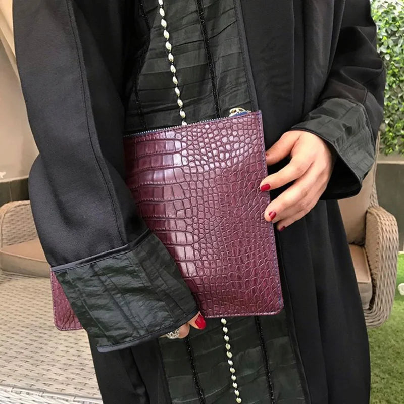 Crocodile Pattern Women's Clutch Bag Envelope Evening Handbag