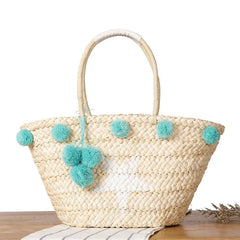 Summer Style Straw Shoulder Bag Handwoven Tote C13