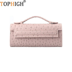 Women Ostrich Patern Leather Clutch Tote Bag Shoulder Bags Purse Handbag