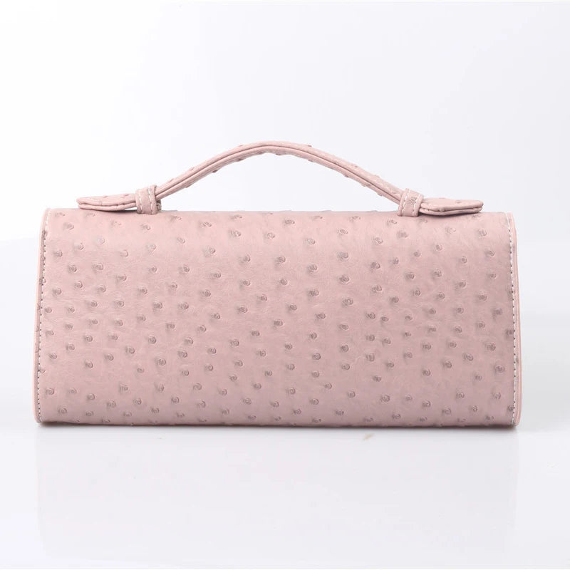 Women Ostrich Patern Leather Clutch Tote Bag Shoulder Bags Purse Handbag
