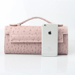 Women Ostrich Patern Leather Clutch Tote Bag Shoulder Bags Purse Handbag