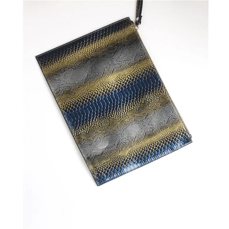 Purple Snake Evening Bag Women Envelope Clutch Ostrich Purse
