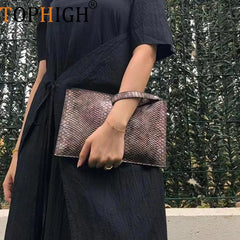 Purple Snake Evening Bag Women Envelope Clutch Ostrich Purse