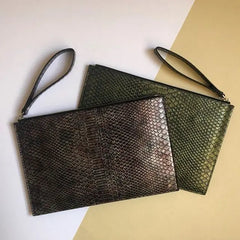 Purple Snake Evening Bag Women Envelope Clutch Ostrich Purse