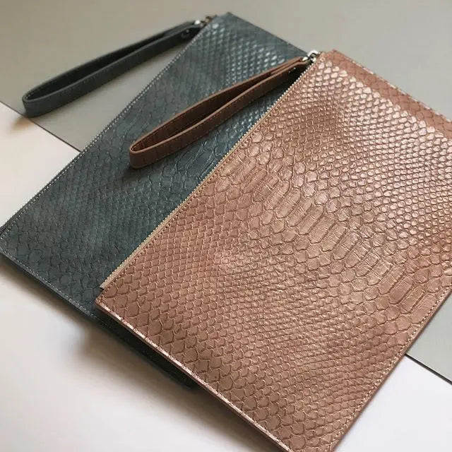 Purple Snake Evening Bag Women Envelope Clutch Ostrich Purse