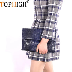 Serpentine Leather Clutch Crossbody Bag for Women