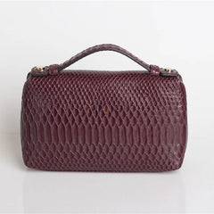 TOPHIIGH Leather Portable Bag For Women Clutch Snake Red Coffee