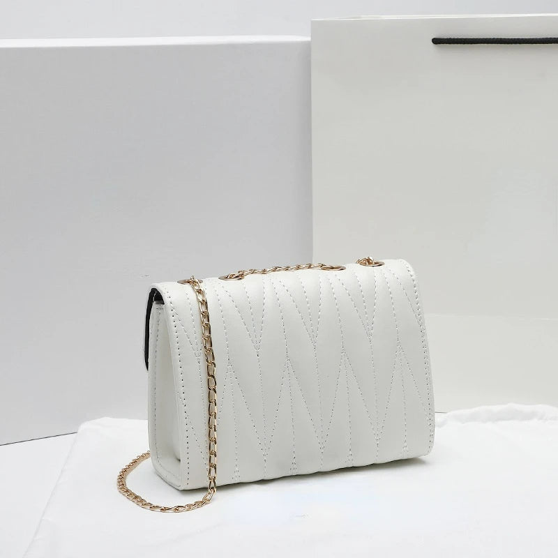 TRAVEAST Crossbody Bags for Women Striped Embroidery Chain Styling Shoulder Bags