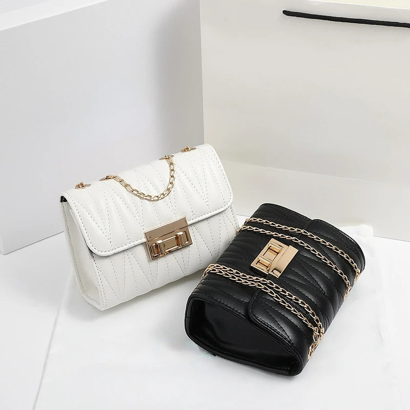 TRAVEAST Crossbody Bags for Women Striped Embroidery Chain Styling Shoulder Bags