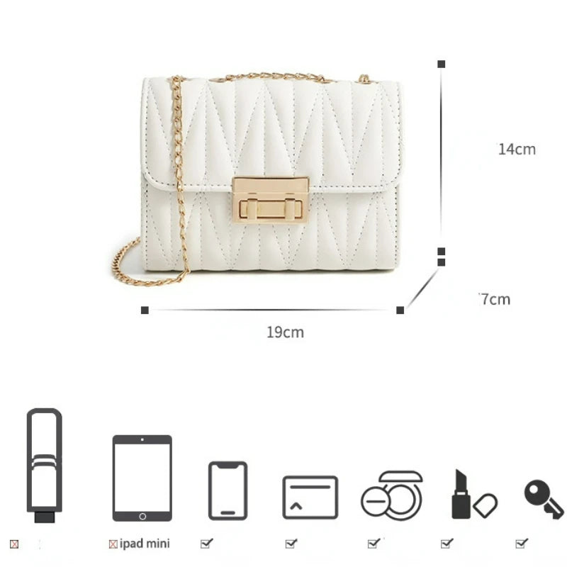 TRAVEAST Crossbody Bags for Women Striped Embroidery Chain Styling Shoulder Bags