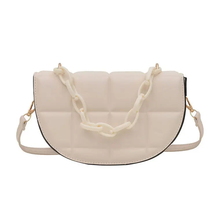 Women Diamond Chain Saddle Shoulder Bag