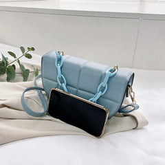 Women Diamond Chain Saddle Shoulder Bag