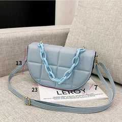 Women Diamond Chain Saddle Shoulder Bag