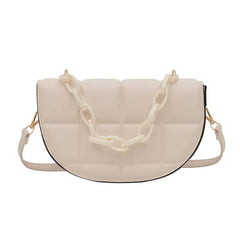 Women Diamond Chain Saddle Shoulder Bag