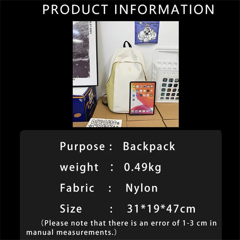 Nylon Backpacks Female College Student Woman Bookbag