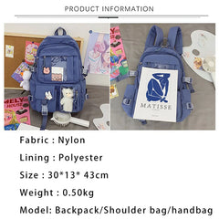 Nylon Women Backpack Student Schoolbag for Teenager Girls