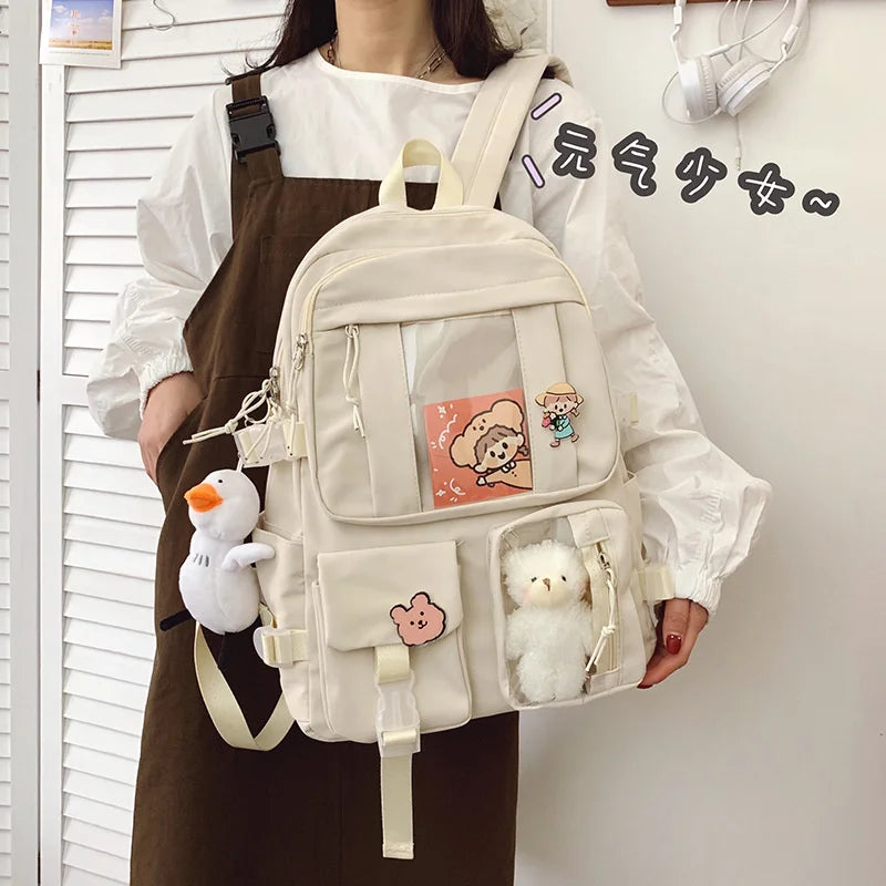 Nylon Women Backpack Student Schoolbag for Teenager Girls