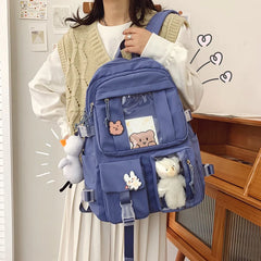 Nylon Women Backpack Student Schoolbag for Teenager Girls