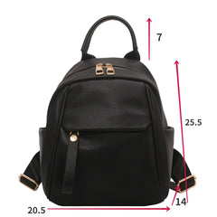 Small PU Leather Backpack Bags for Women Solid Travel Rucksack