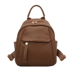 Small PU Leather Backpack Bags for Women Solid Travel Rucksack