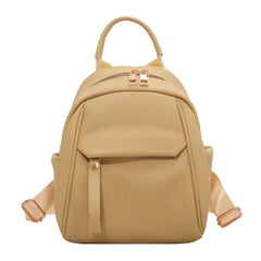 Small PU Leather Backpack Bags for Women Solid Travel Rucksack