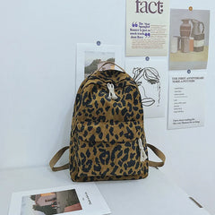 Leopard Print Backpack Handbag Corduroy Lady Schoolgirls Sac A Dos