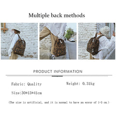 Leopard Print Backpack Handbag Corduroy Lady Schoolgirls Sac A Dos