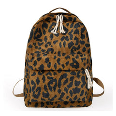 Leopard Print Backpack Handbag Corduroy Lady Schoolgirls Sac A Dos