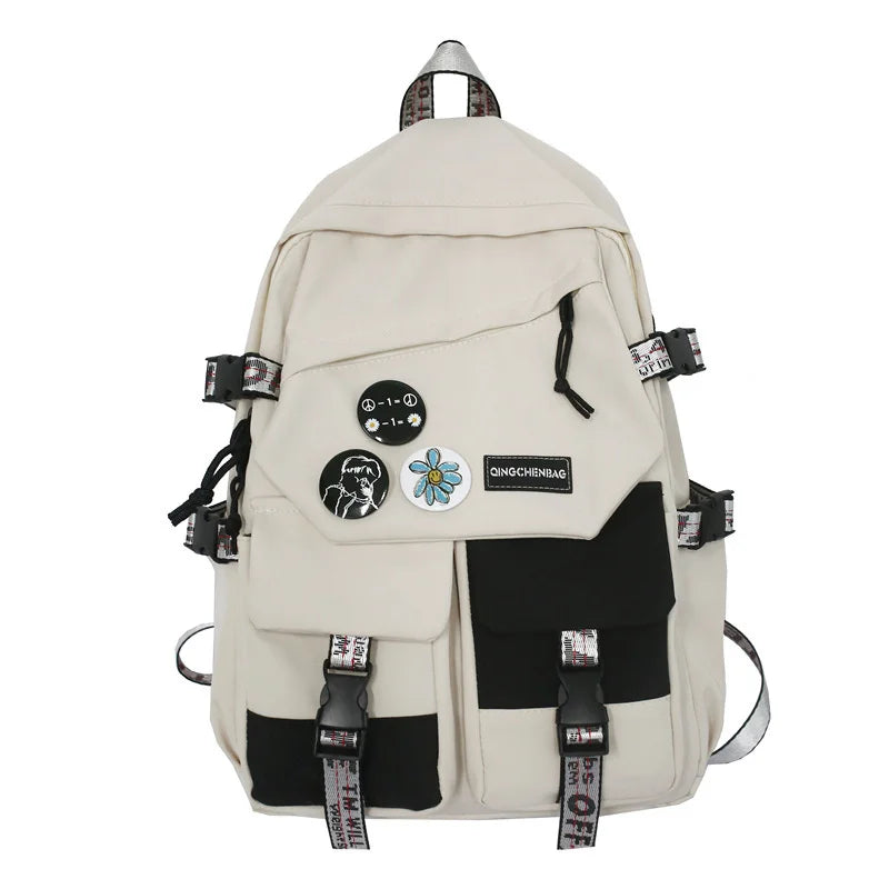 High School Large Capacity Women Backpack Middle Student Female Preppy Bookbag