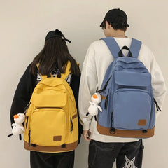 Casual Pure Women Backpack Men Contrast Schoolbag Laptop Bags
