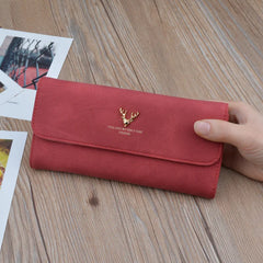 Women's Long Solid Covered Purses Soft Wallet PU Clutch Bag