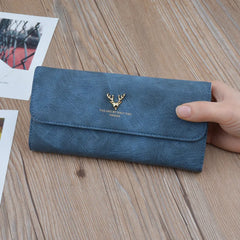 Women's Long Solid Covered Purses Soft Wallet PU Clutch Bag