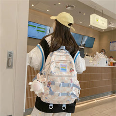 Plaid Nylon Large Capacity Women Backpack Daypack Laptop