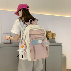 Preppy Style Nylon Women Backpack Collage Student Schoolbags