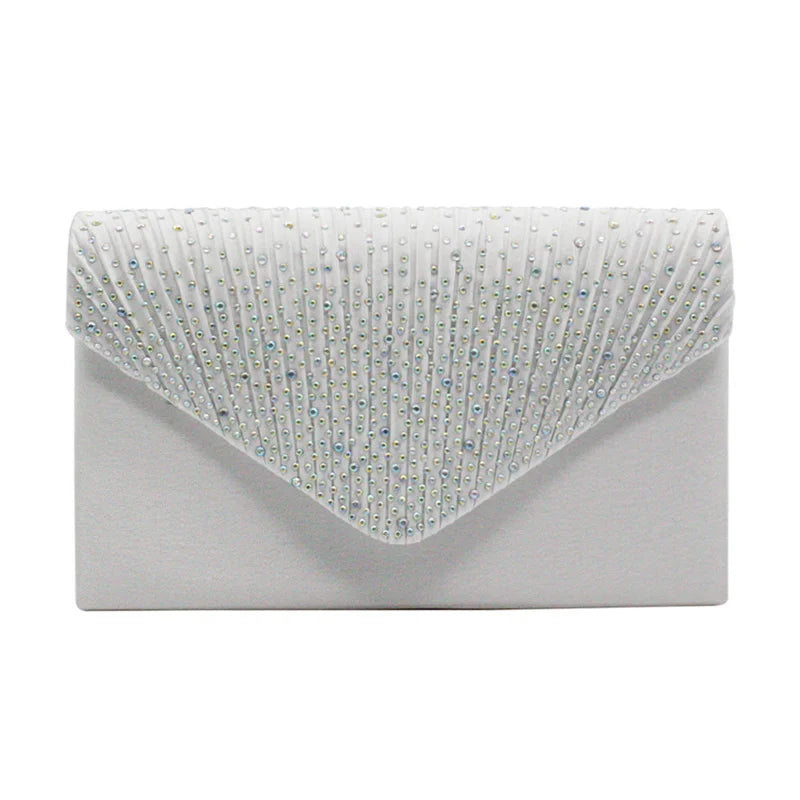 Prom Diamond Clutch Bag Satin Envelope Bridal Evening Party Bag