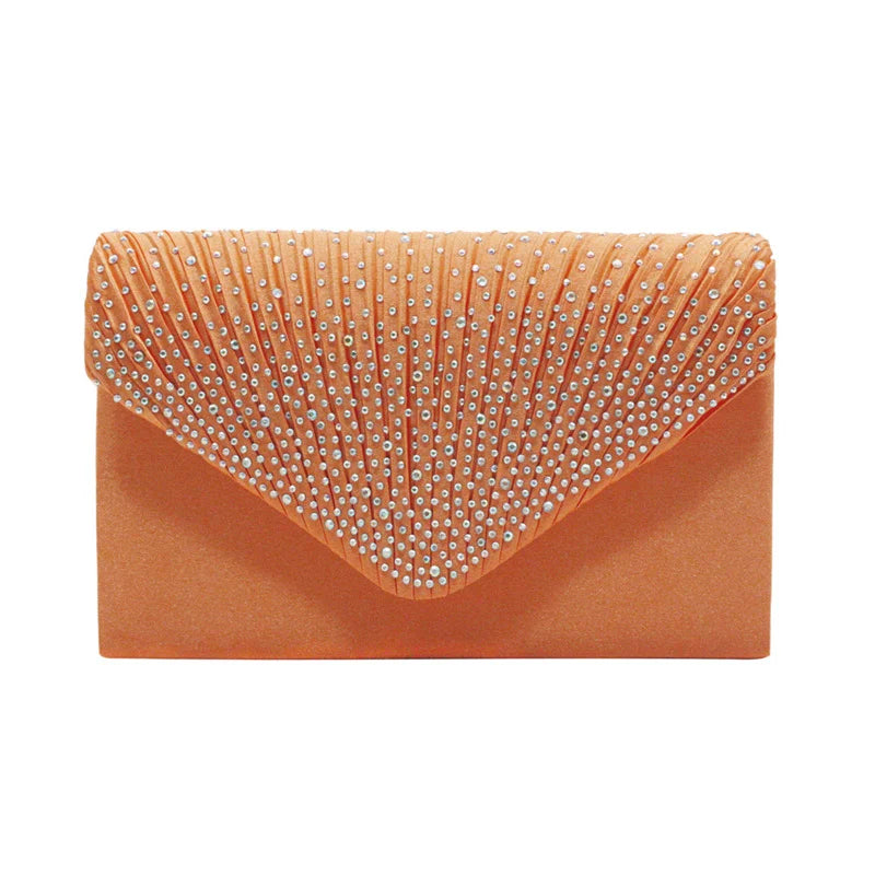 Prom Diamond Clutch Bag Satin Envelope Bridal Evening Party Bag