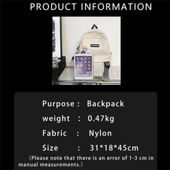 Waterproof Nylon Backpack for Women Travel Lady School Backpack