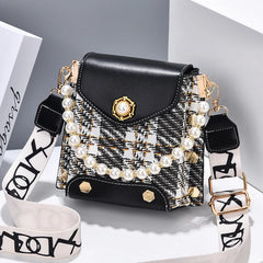 Summer Patchwork Women Shoulder Bag PU Leather Female Beading Pendant Crossbody