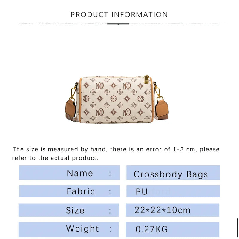 Summer Woman Shoulder Bag PU Leather Classic Letter Print Crossbody Bags Female