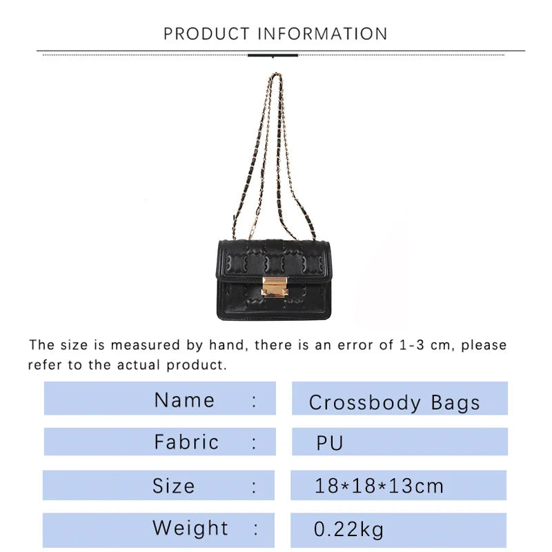 Classic Flip Satchel Ladies Chain Shoulder Bag PU Leather Crossbody Bag