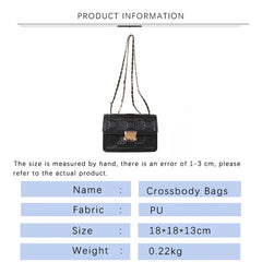 Classic Flip Satchel Ladies Chain Shoulder Bag PU Leather Crossbody Bag