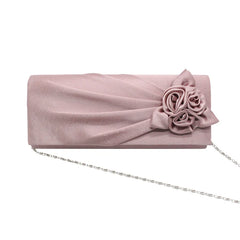 Women Clutch Rose Flowers Evening Bag Ladies Banquet Silk Handbag