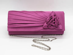 Women Clutch Rose Flowers Evening Bag Ladies Banquet Silk Handbag